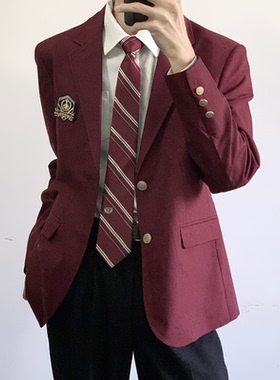 【刺篇】dk学院风红色蓝色男生制服西装成人礼西服外套学生全套装