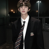 刺篇 原创正版 dk制服西装 徽章外套日系学生两粒扣西服套装 男