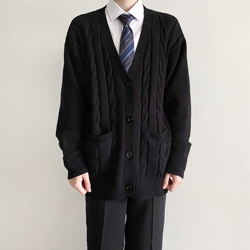 【刺篇】高桥 DK制服开衫毛衣学院风长袖黑色针织衫休闲外套秋冬