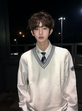 【刺篇】dk制服正版条纹针织马甲毛衣背心学院风校服学生休闲坎肩