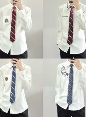 【刺篇】dk制服学院风正版男士白色长袖衬衫学生西服内搭衬衣春秋