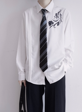 【刺篇】弋华川jk/dk制服国风绣花深蓝刺绣汉元素长袖衬衫男女