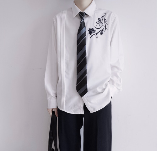 dk制服国风绣花刺绣长袖衬衫男