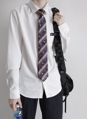 【刺篇】原创dk制服日系基础日常男款长袖衬衫黑白尖领休闲上衣