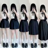 基础款 日系JK制服正版 百搭黑色蓝色短中长纯色裙毕业裙 刺篇