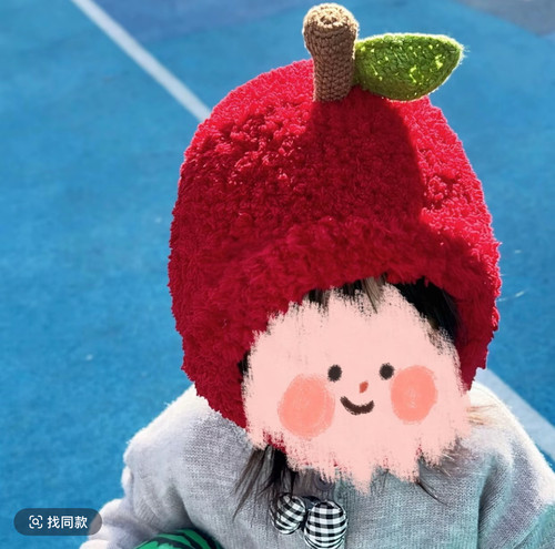 雪妃尔苹果帽子diy材料包毛线钩织手工自制保暖平安帽可爱儿童帽