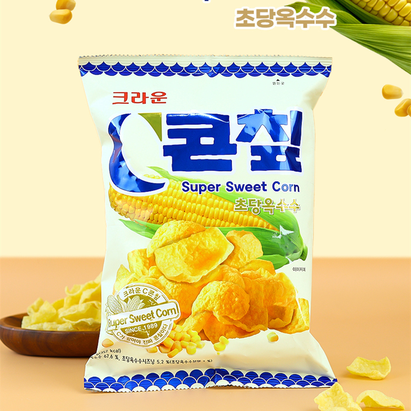 韩国进口零食品Crown可拉奥玉米脆片膨化休闲小吃香甜酥脆 70g