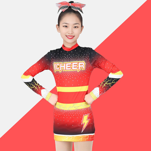 定制啦啦队演出服儿童演出服啦啦操比赛服校园运动会拉拉队表演服