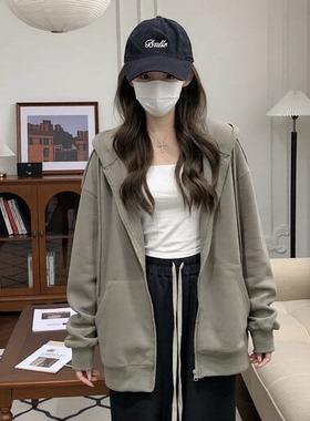 开衫豆绿色秋季外套拉链连帽上衣山东即墨服装女款短袖卫衣韩版