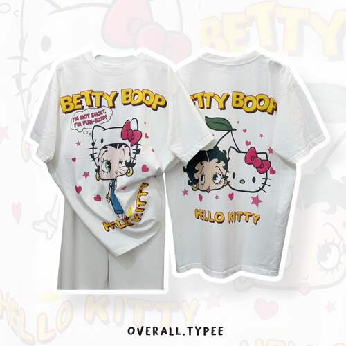 贝蒂娃娃Betty Boop！Hello Kitty趣味学院风与动漫的日常短袖T恤