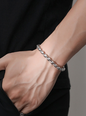 S999纯银男士手链男龙年男生龙头手饰品龙骨足银手镯男款生日礼物