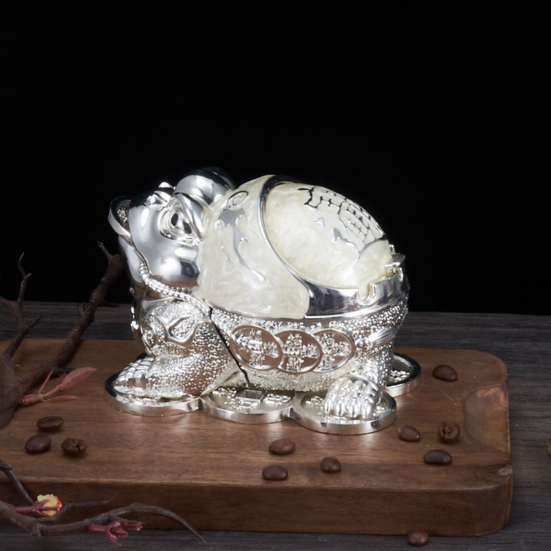 欧式烟灰缸高档奢华创意个性潮流家用客厅茶几复古带盖防飞灰烟缸