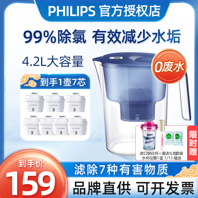 飞利浦净水壶厨房净水器自来水过滤壶4.2L滤水器家用滤水壶
