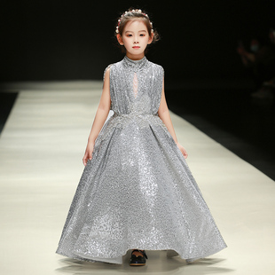 儿童礼服公主裙2024新款气质女童舞台走秀主持人奢华晚礼服演出服
