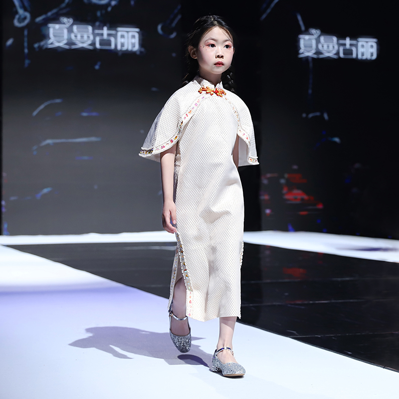 女童旗袍中国风走秀古筝演出服
