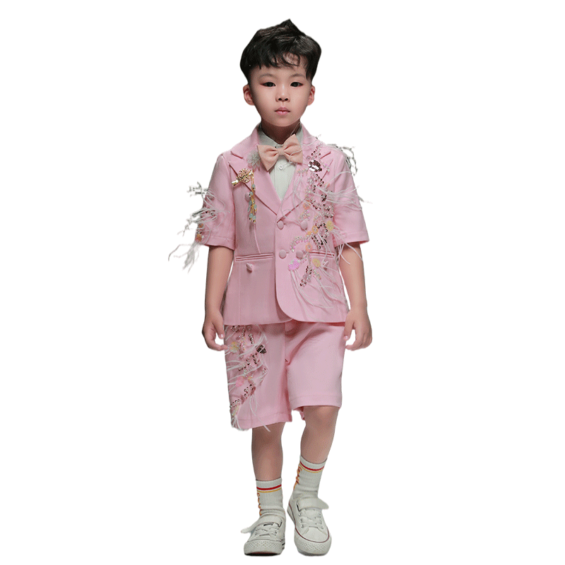 男童西裝套裝高端兒童走秀禮服主持潮服小男孩西服鋼琴演出服夏季