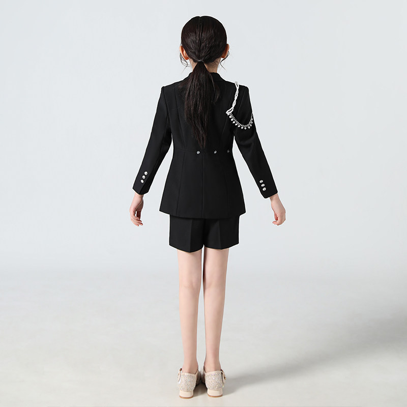 女童西装套装2024新款儿童礼服高端大童模特走秀西服主持人演出服