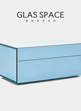 GLAS SPACE玻璃床头柜意式极简卧室床边储物收纳柜带抽屉可定制