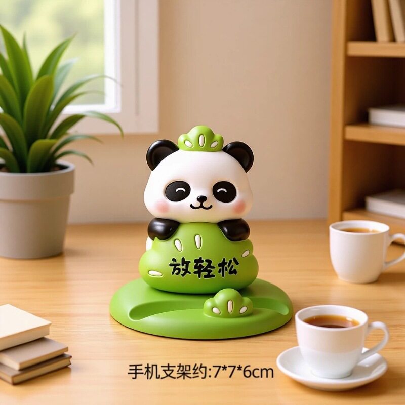 可爱熊猫树脂手机支架桌面摆件
