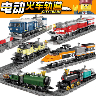 开智积木男孩益智力拼装玩具城市火车电动轨道儿童小颗粒高铁模型