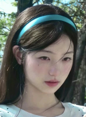 超美水绿色！法式仿真丝缎面发箍