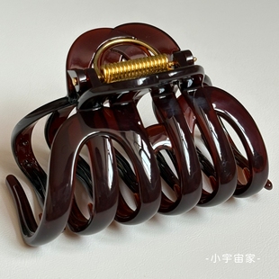 宽发夹女 高端抓夹超大号鲨鱼夹仿醋酸法式 栗子透棕～发量多 拍