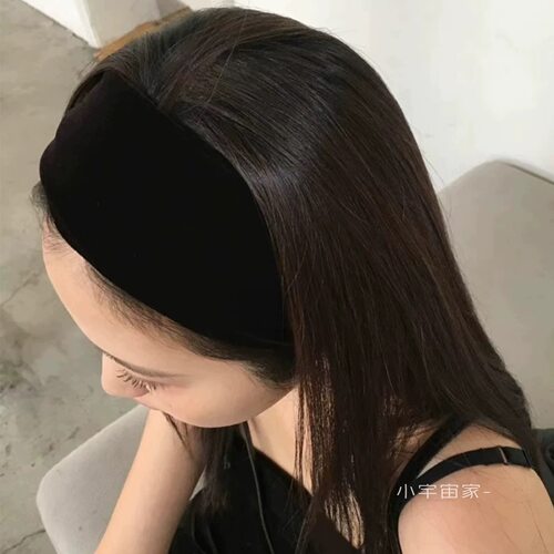 丝绒高级～法式高颅顶宽边丝绒发箍女头箍温柔显脸小复古棕色发带