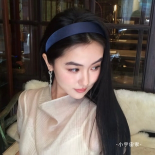 超美藏蓝发箍!耳朵仔子同款缎面发箍法式学院少女复古薄款头箍女