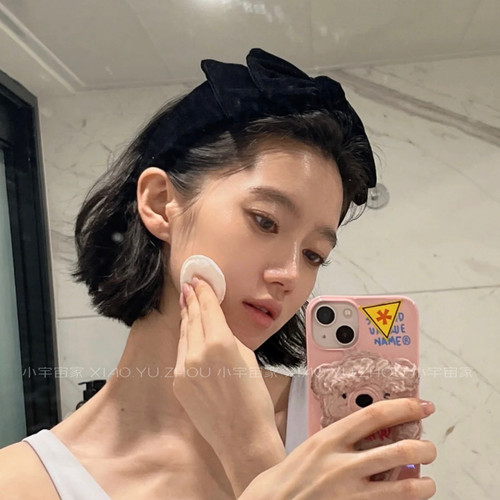 Jennie款法式丝绒黑色蝴蝶结发箍