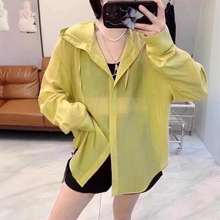 纯色薄款天丝防晒衬衫外套女2025夏款宽松长袖空调衫休闲连帽上衣