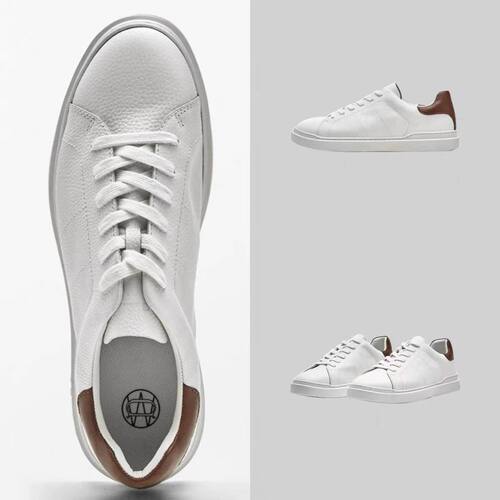 西班牙新款白色真皮休闲板鞋