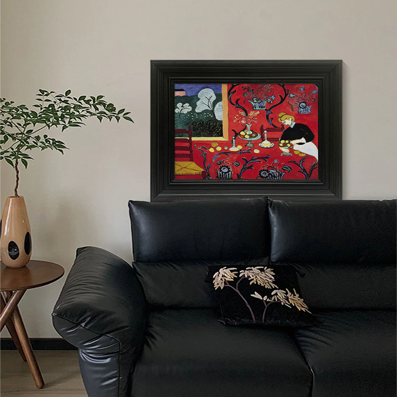 马蒂斯艺术手绘油画玄关背景墙复古人物装饰挂画客厅卧室红色壁画图片