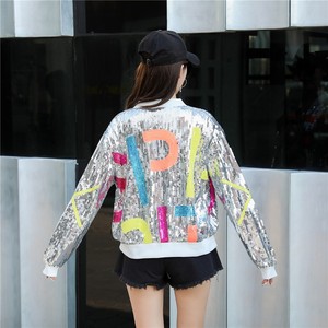 RM24992#网红棒球服亮片外套女2023新品秋季ins潮宽松韩版春秋炸街百搭款