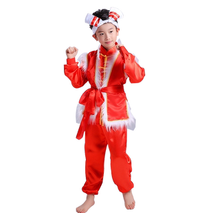 新款儿童安塞打鼓服民族秧歌舞蹈演出服装舞龙舞狮演出服套装男童