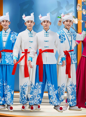 2025新款安塞腰鼓民族表演服中国风陕北男女喜庆打鼓秧歌舞蹈服装