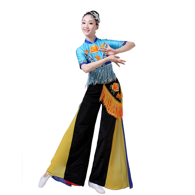 传统安塞舞蹈服秧歌广场