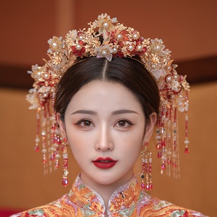 新款琉璃秀禾发饰简约大气中式新娘结婚古风头饰品凤冠秀禾服婚礼