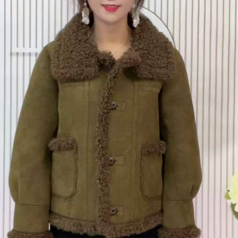鹿皮绒羊羔毛加厚妈妈保