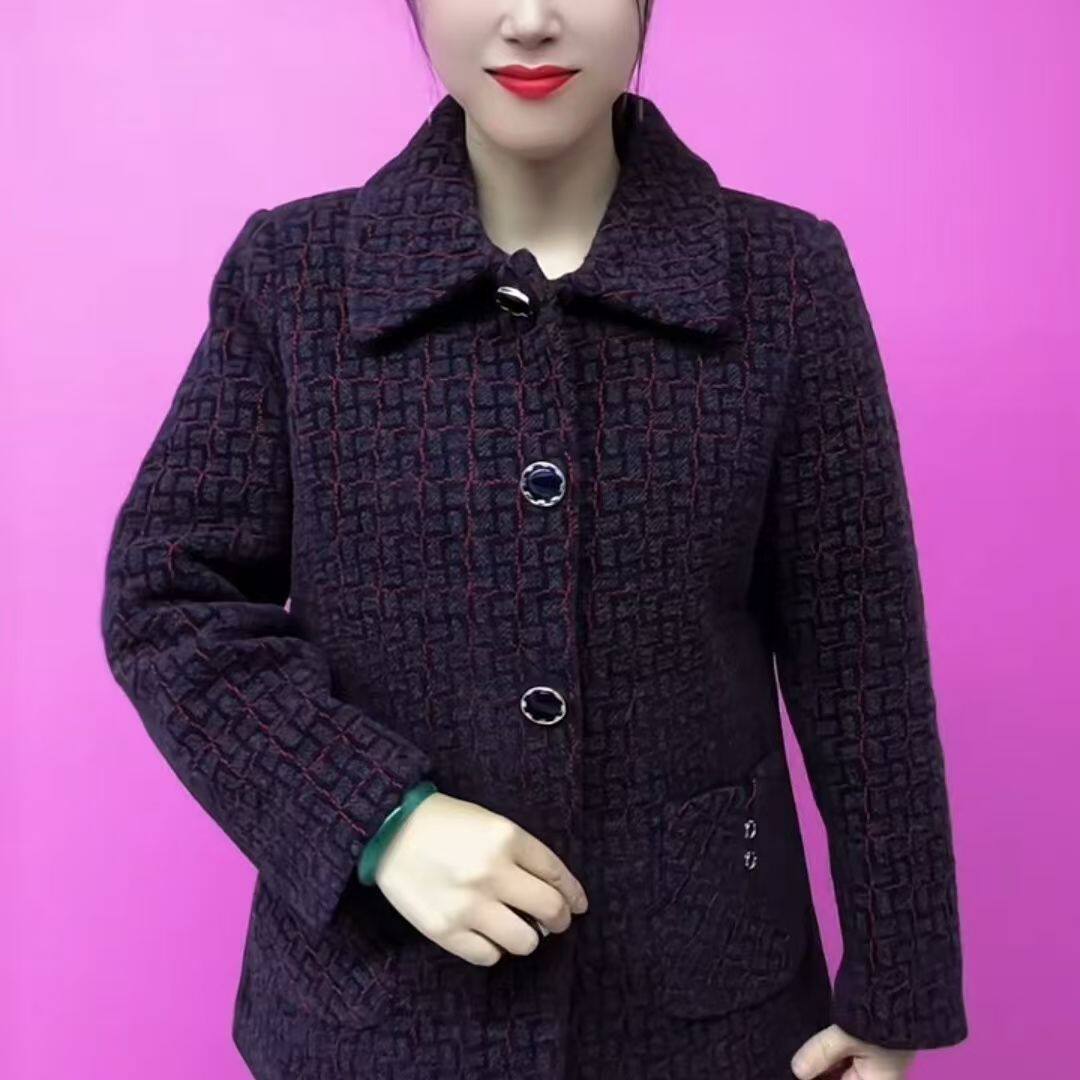 中老年妈妈格子新款加绒
