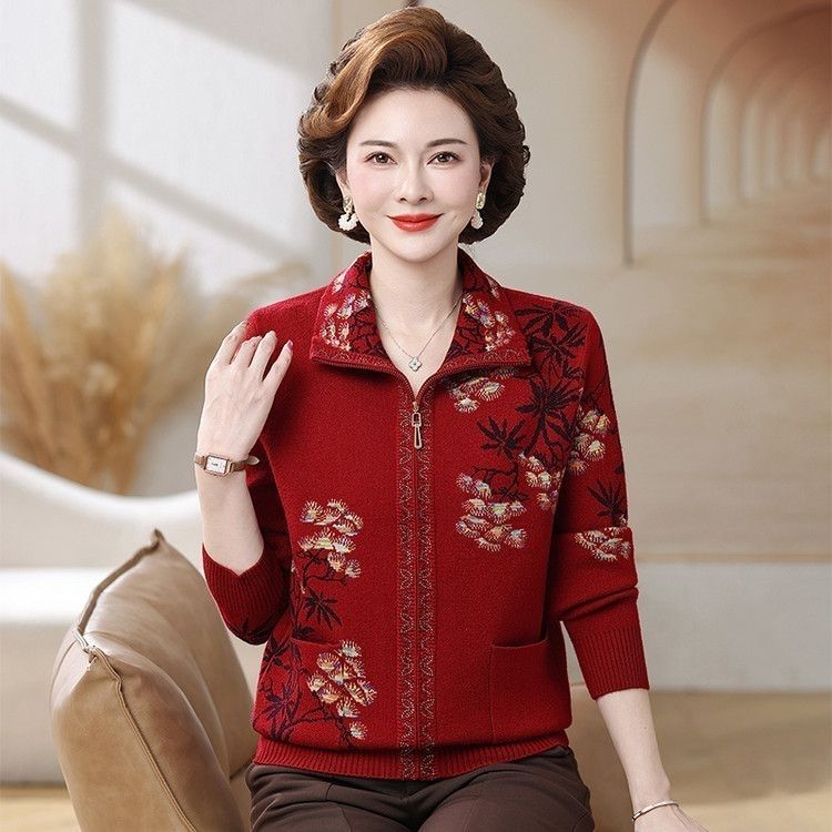 中老年人女装秋冬妈妈毛