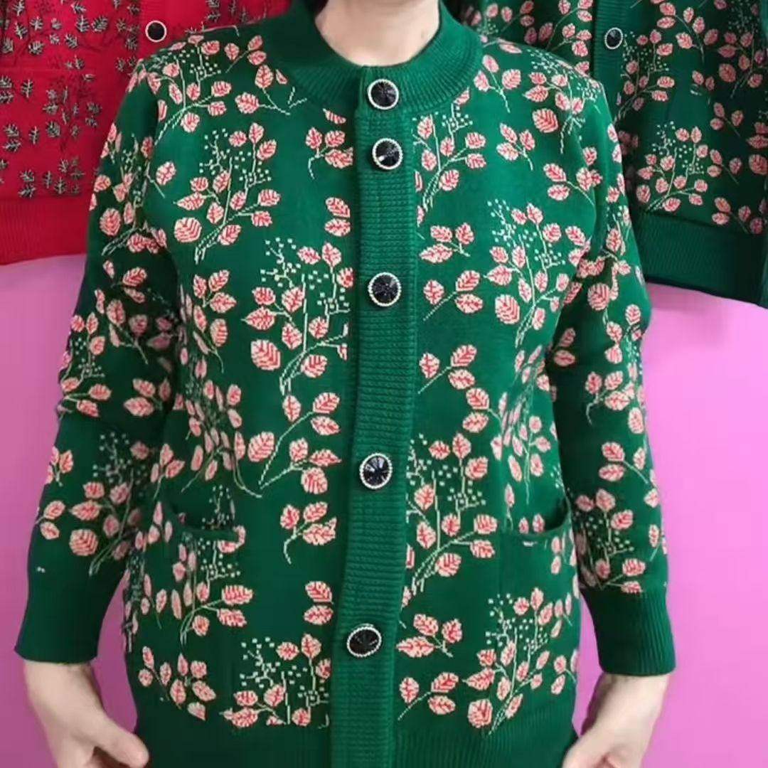 加厚开衫百搭秋季新款中老年女士弹力大码圆领带兜妈妈装毛衣外套,女装/女士精品,常规大码外套,淘宝优惠券,粉丝福利购,淘宝优惠卷