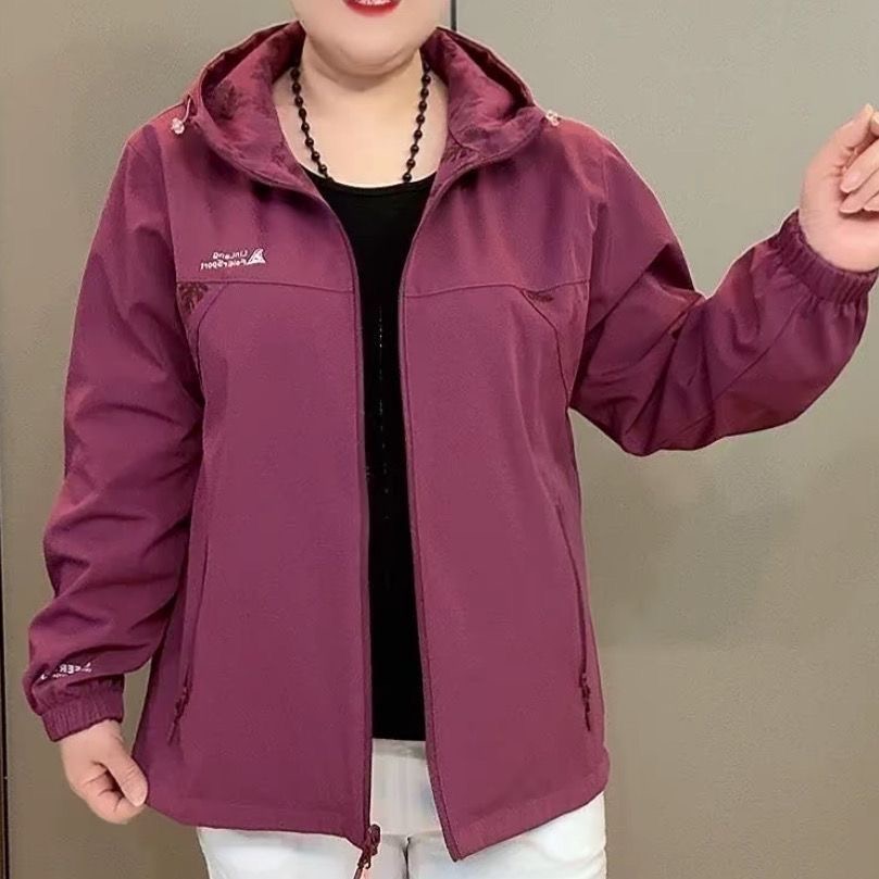 大码女装连帽冲锋衣外套