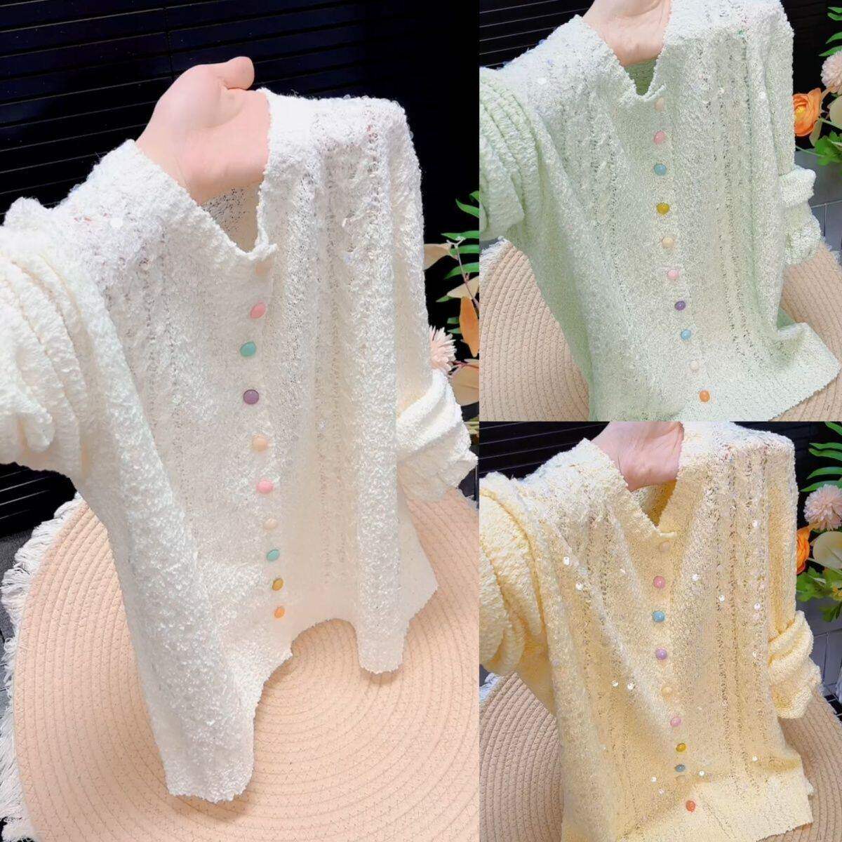 26新款【店主推荐】春秋穿搭轻奢亮片针织开衫女小个子薄毛衣