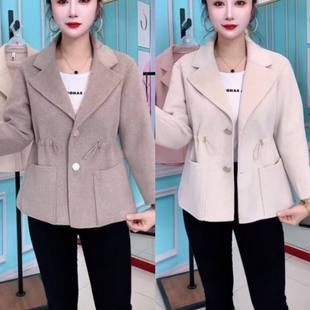 爆款双面绒女装外套2026春秋季时尚气质西装领收腰小个子毛呢大衣