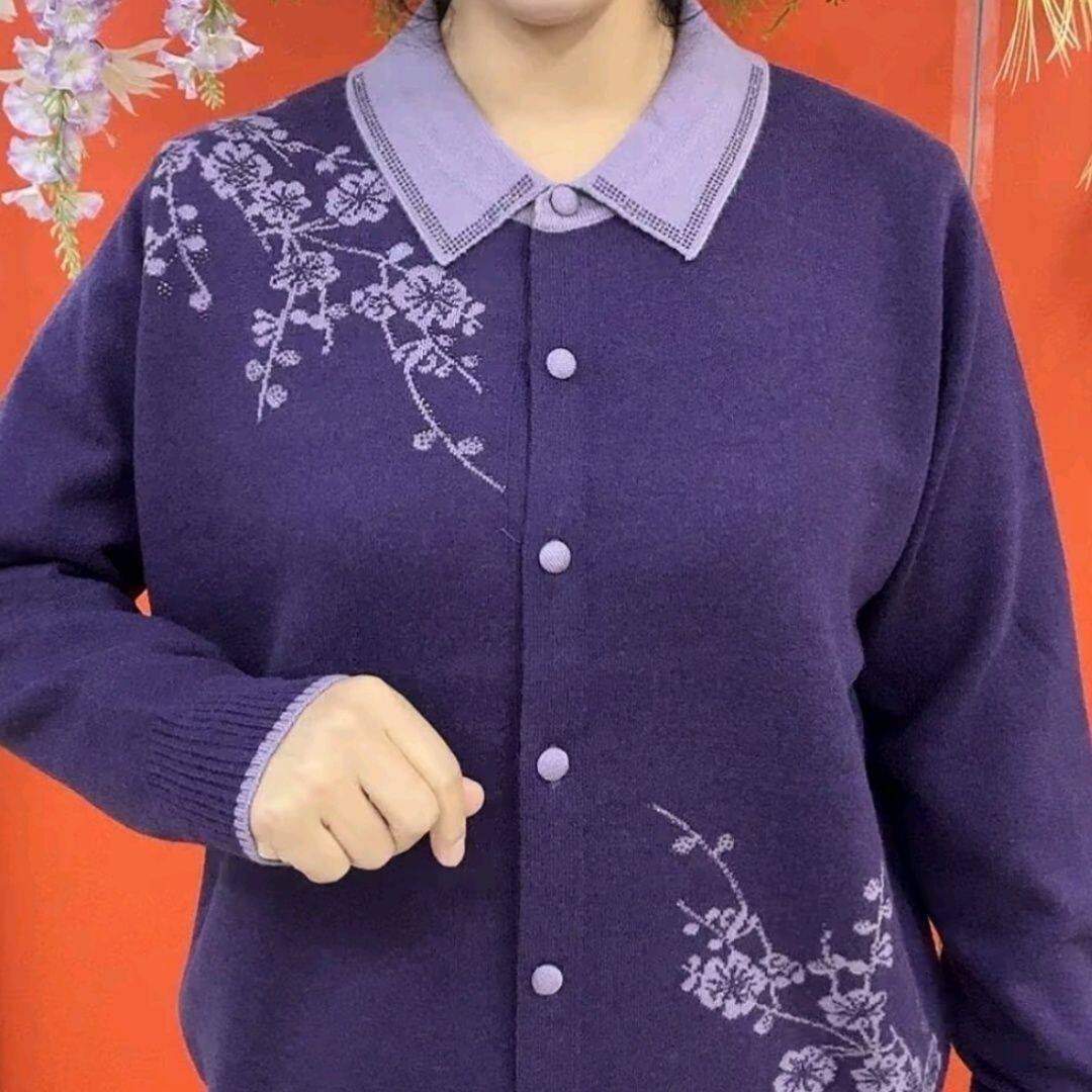 新款翻领秋款针织中老年