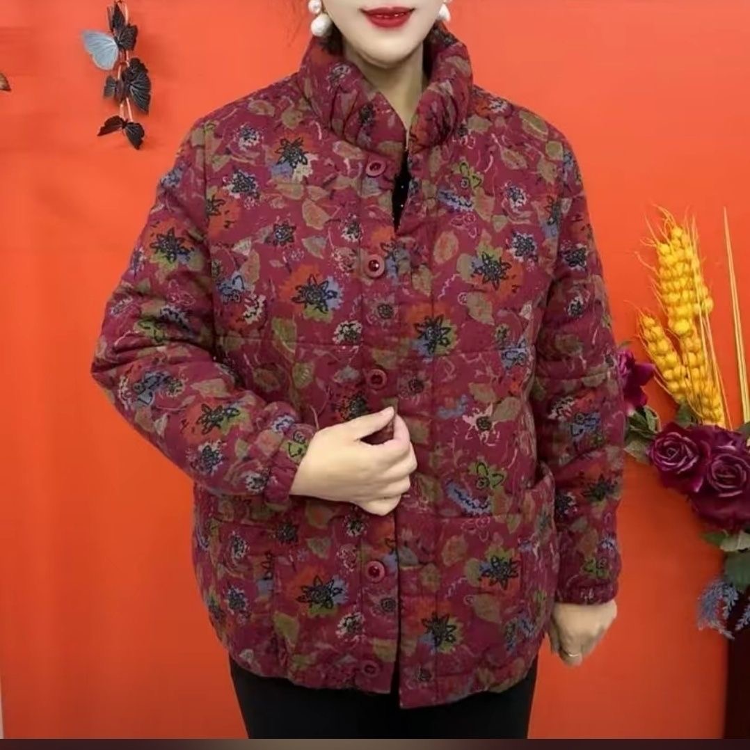 中老年女装加厚碎花棉服