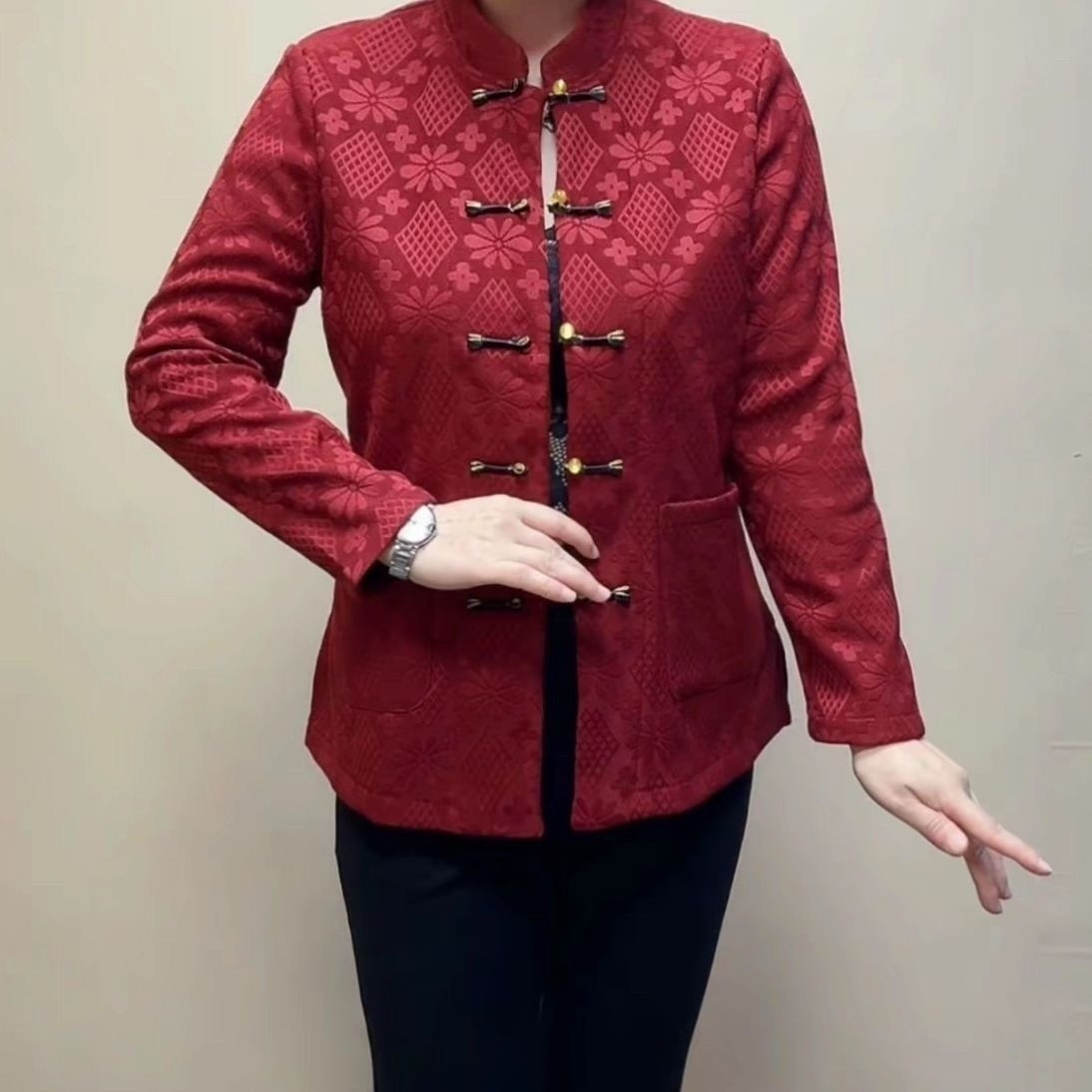 复古盘扣外套中老年25新