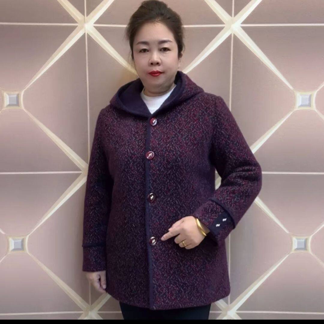 高档妈妈外套秋冬毛呢新