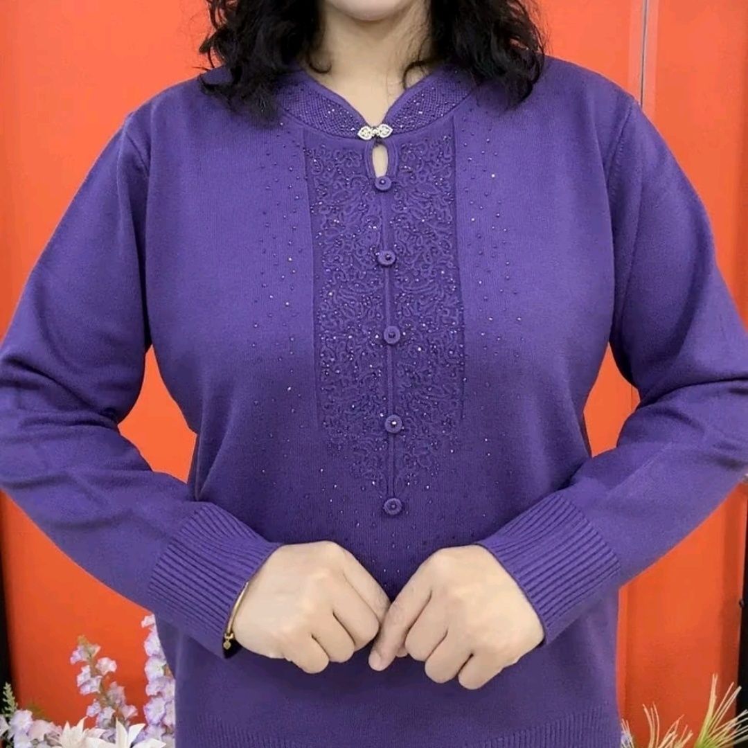 新中式妈妈秋装针织毛衣