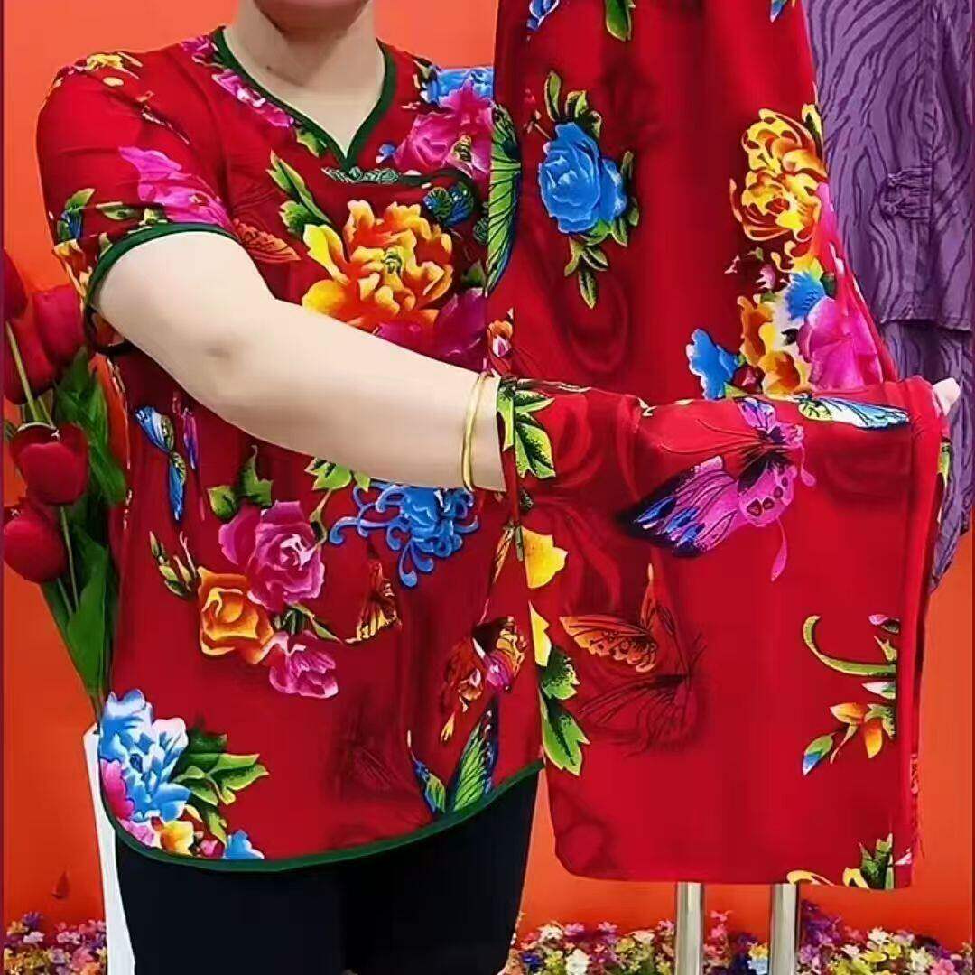 夏季新款妈妈东北短袖大
